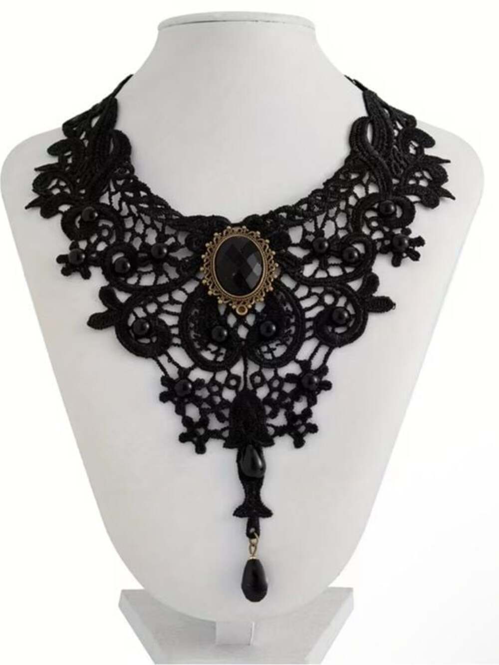 Victorian-Inspired Black Lace Statement Necklace - Women Jewelry Necklaces - Picture 3 of 5
